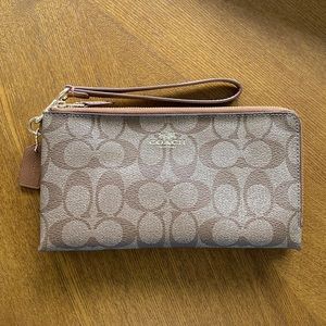Coach Large Corner Zip Wallet in Signature Canvas